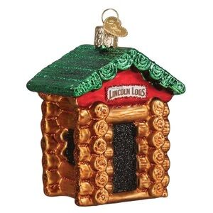 Old World Christmas Lincoln Logs Glass Ornament NWT